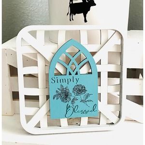 Handmade Farmhouse Faux Basket/Window Tiered Tray Decor (WB)